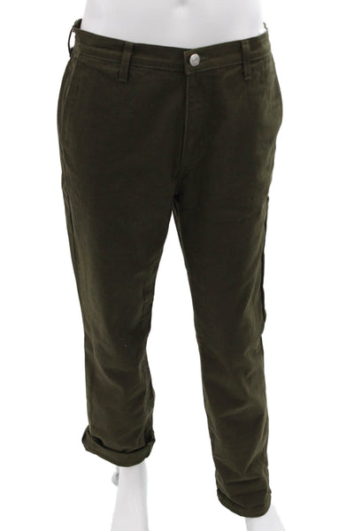 Designer Men Khaki Green Chinos Button Fly Size 32