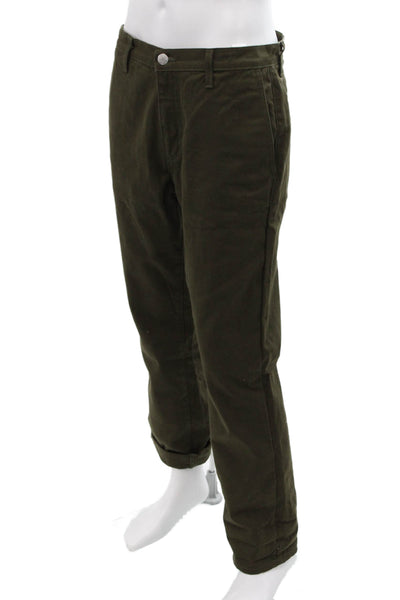 Designer Men Khaki Green Chinos Button Fly Size 32