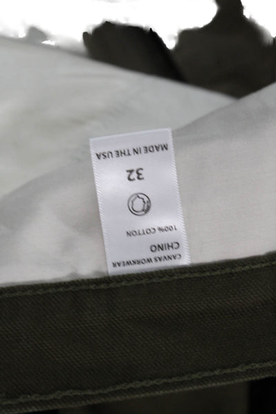 Designer Men Khaki Green Chinos Button Fly Size 32