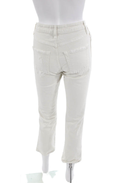 Amo Womens Distressed Straight Jeans White Size 25