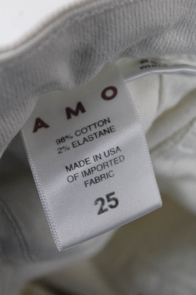 Amo Womens Distressed Straight Jeans White Size 25