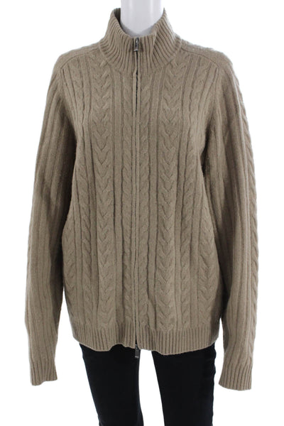 Massimo Dutti Womens Full Zip Sweater Brown Size L