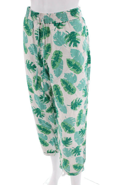 J Crew Womens Cotton Elastic Waistband Floral Pants White Size 12