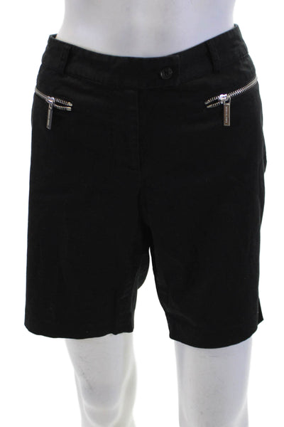 Michael Michael Kors Women's Button Zip Pocket Bermuda Shorts Black Size 8
