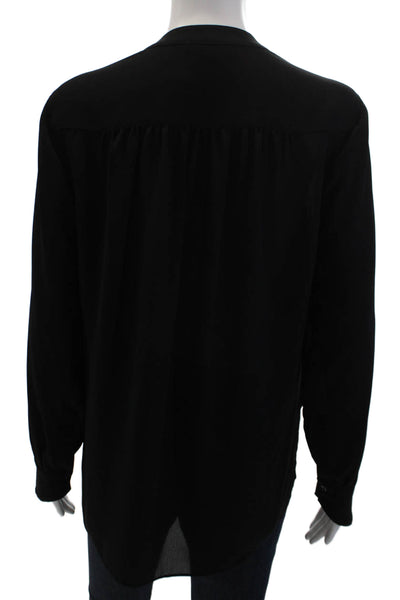 Joan Vass Womens Scoop Neck Wrap Detail Long Sleeve Blouse Top Black Size M