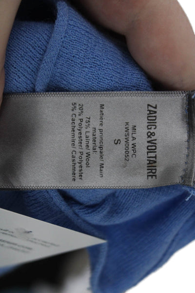 Zadig & Voltaire Womens Long Sleeves Round Neck Pullover Sweater Blue Size S