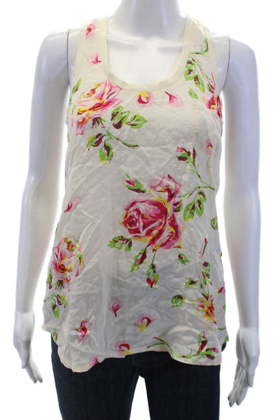 Joie Women's Scoop Neck Sleeveless Floral Silk Tank Top Size XS