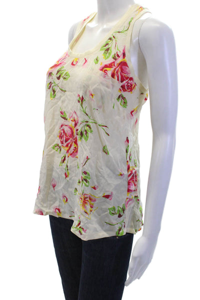 Joie Women's Scoop Neck Sleeveless Floral Silk Tank Top Size XS