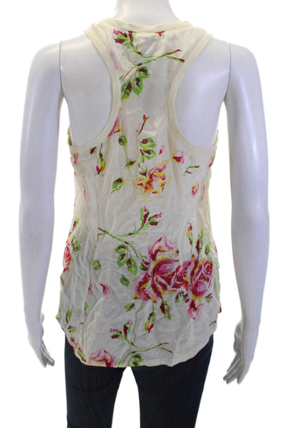 Joie Women's Scoop Neck Sleeveless Floral Silk Tank Top Size XS