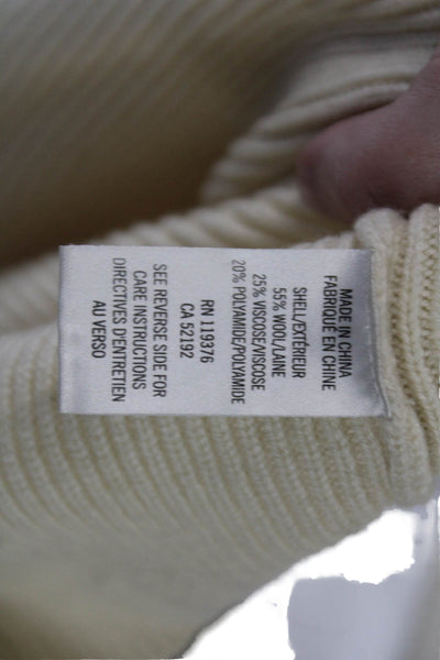Helmut Lang Women's Long Sleeves Round Neck Hi-Lo Hem Sweater Beige Size S