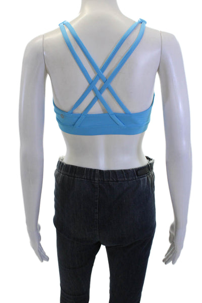 Soul Women's Scoop Neck Strappy Back Sport Bra Blue Size S