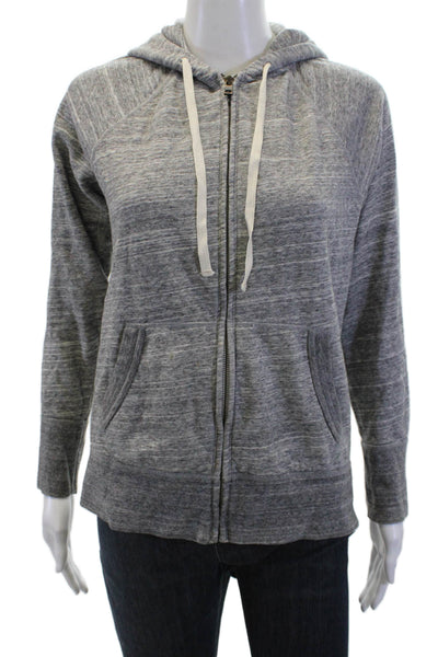 J Crew Women's Hood Long Sleeves Full Zip Sweatshirt Gray Size S