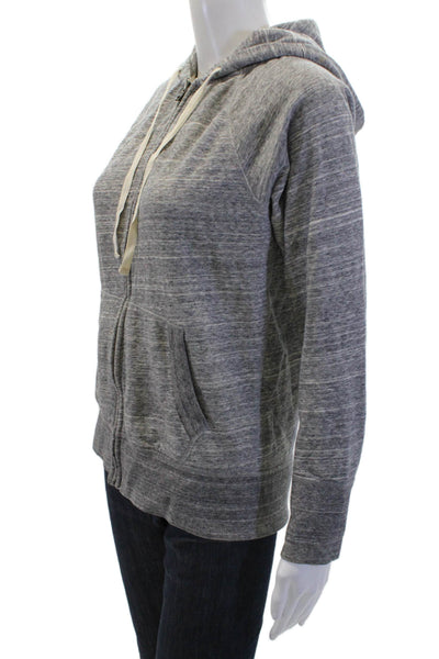 J Crew Women's Hood Long Sleeves Full Zip Sweatshirt Gray Size S