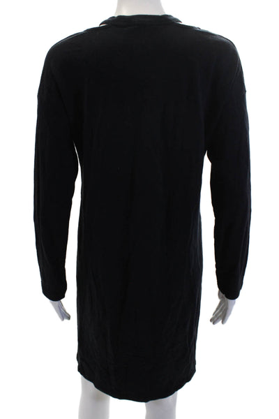 Splendid Women's V-Neck Long Sleeves Mini T-Shirt Dress Black Size XS