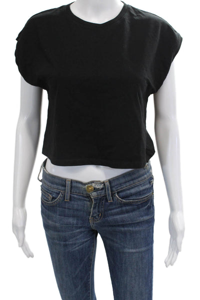 Zara Women's Short Sleeves Round Neck Basic T-Shirt Black Size S