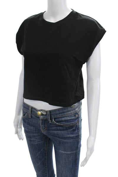 Zara Women's Short Sleeves Round Neck Basic T-Shirt Black Size S