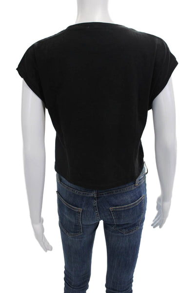 Zara Women's Short Sleeves Round Neck Basic T-Shirt Black Size S