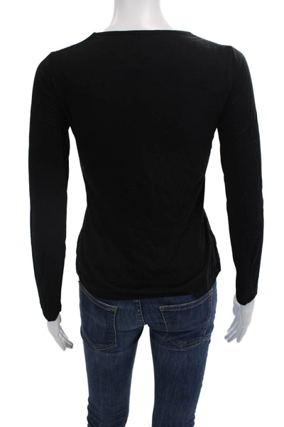 Something Navy Women's Long Sleeves Round Neck Basic T-Shirt Black Size S