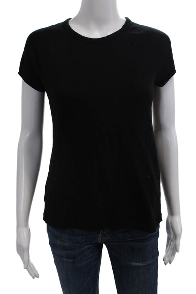 Zara Women's Short Sleeves Round Neck Basic Cotton T-Shirt Black Size S