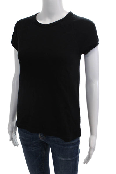 Zara Women's Short Sleeves Round Neck Basic Cotton T-Shirt Black Size S