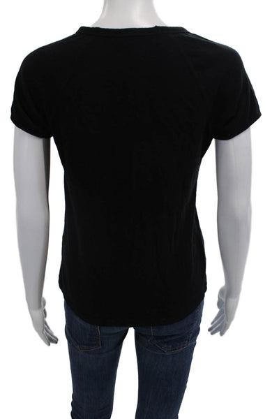 Zara Women's Short Sleeves Round Neck Basic Cotton T-Shirt Black Size S