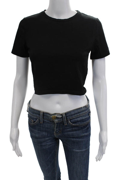 Zara Women's Round Neck Short Sleeves Boxy T-Shirt Black Size M