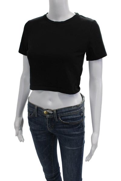 Zara Women's Round Neck Short Sleeves Boxy T-Shirt Black Size M