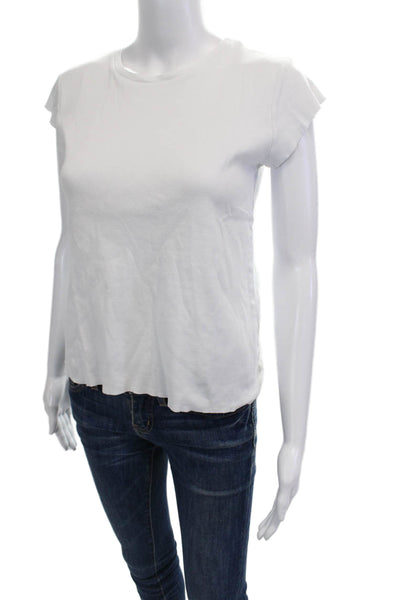 Zara Women's Round Neck Short Sleeves Basic T-Shirt White Size S