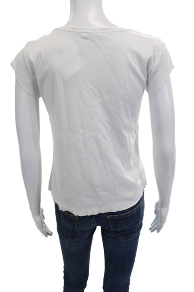 Zara Women's Round Neck Short Sleeves Basic T-Shirt White Size S