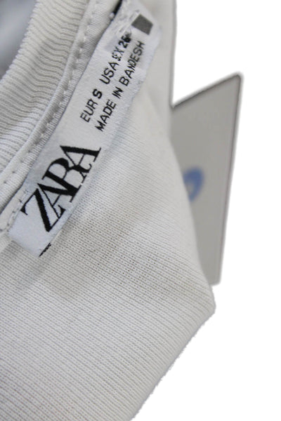 Zara Women's Round Neck Short Sleeves Basic T-Shirt White Size S