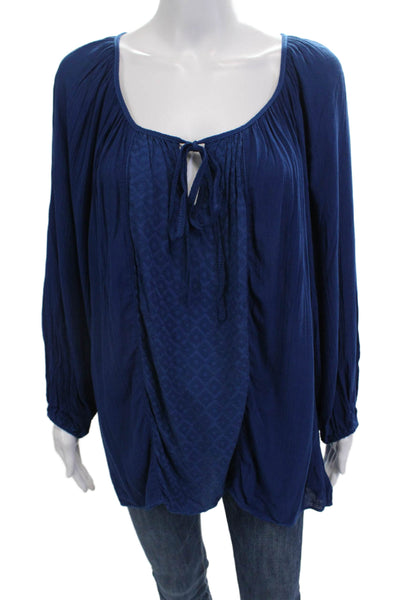 Max Studio Womens Long Sleeve Blouse Blue Size L