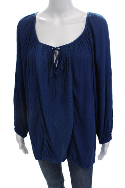 Max Studio Womens Long Sleeve Blouse Blue Size L