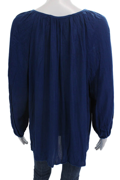 Max Studio Womens Long Sleeve Blouse Blue Size L