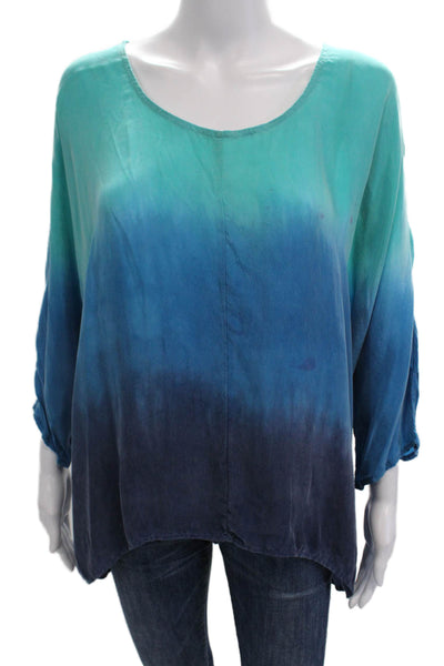 C&C California Womens Ombre Blouse Blue Size L