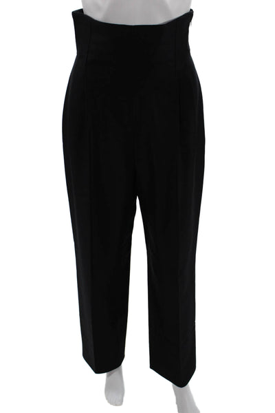 Alaia Womens Side Zip High Rise Pleated Straight Leg Pants Black Size FR 40