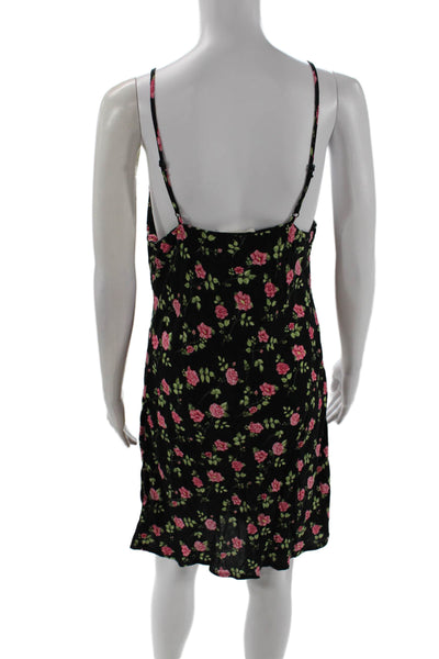 LA Hearts Womens Floral V-neck Sleeveless Mini Dress Black Combo Size M