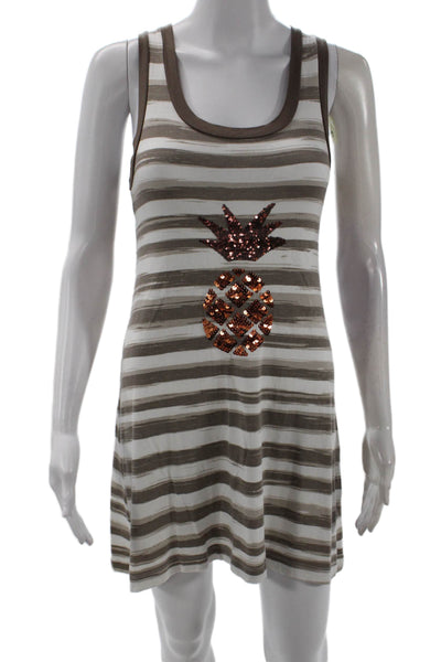 Pepita Womens Pineapple Sequins Scoop Neck Tank Dress Brown Size 42