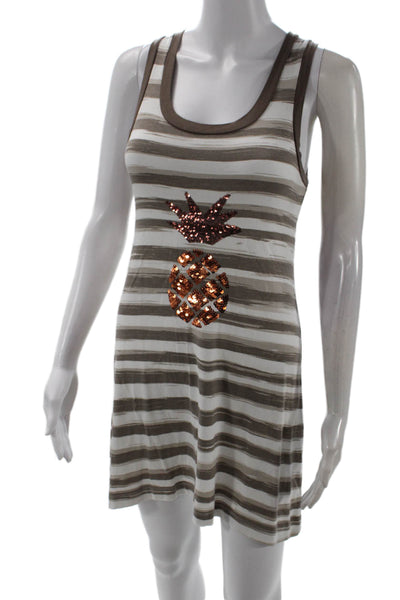 Pepita Womens Pineapple Sequins Scoop Neck Tank Dress Brown Size 42