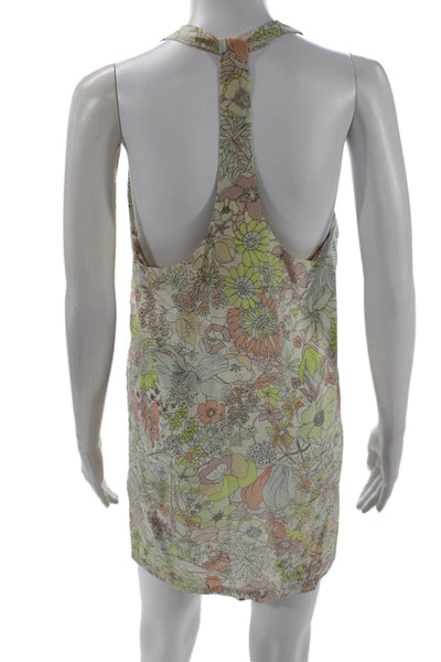 Kate And Kass Womens Silk Floral Halter Sleeveless Mini Dress Cream Size S