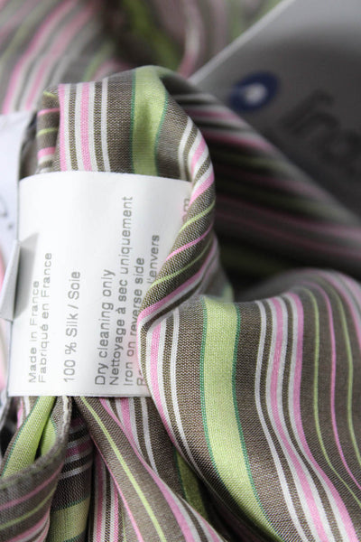 Paul & Joe Womens Silk Striped Buttoned Belt Short Sleeve Dress Brown Size 36