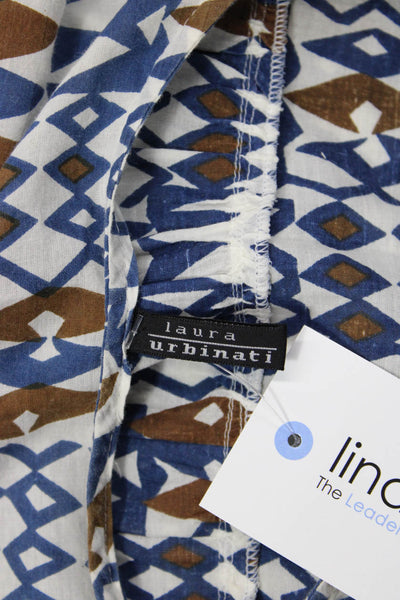 Laura Urbanati Womens Cotton Printed Crew Neck Sleeveless Dress Blue Size 40