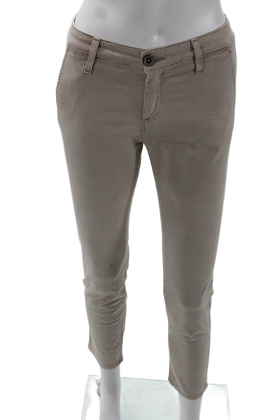 AG Adriano Goldschmied Womens Cotton High Waisted Skinny Pants Khaki Size 24