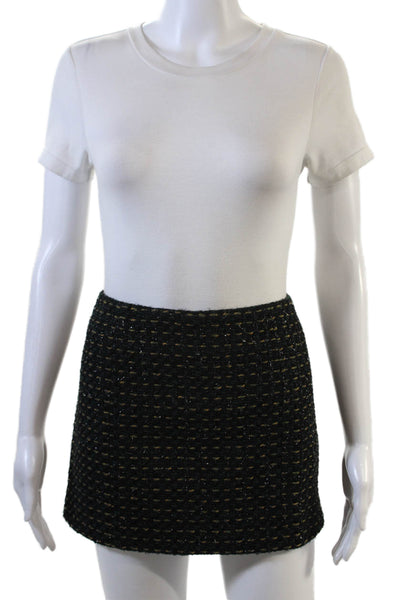 Rag & Bone Womens Tweed Mini Skirt Green Yellow Cotton Blend Size 6
