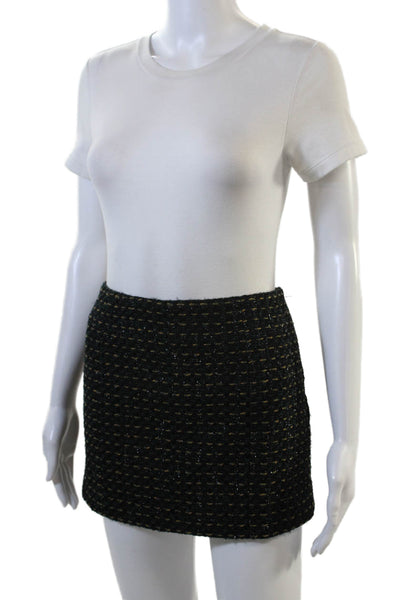 Rag & Bone Womens Tweed Mini Skirt Green Yellow Cotton Blend Size 6