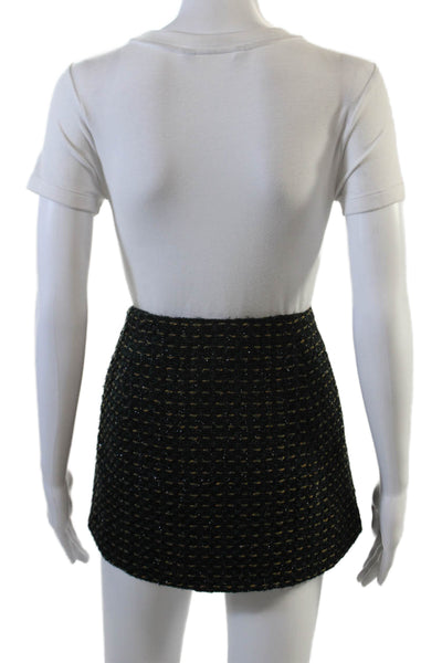 Rag & Bone Womens Tweed Mini Skirt Green Yellow Cotton Blend Size 6