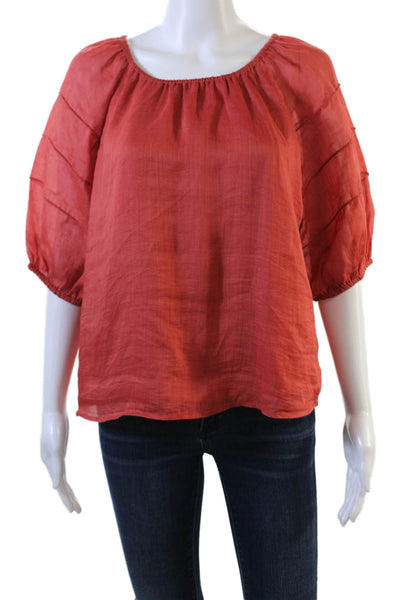 J Crew Womens Short Sleeve Off Shoulder Boxy Blouse Top Red Size Medium