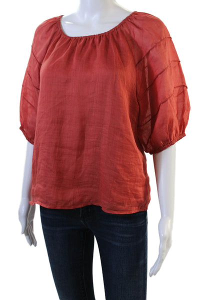 J Crew Womens Short Sleeve Off Shoulder Boxy Blouse Top Red Size Medium