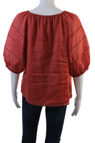 J Crew Womens Short Sleeve Off Shoulder Boxy Blouse Top Red Size Medium