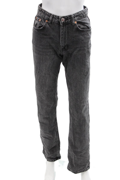 Zara Womens Cotton Straight Jeans Black Size 2