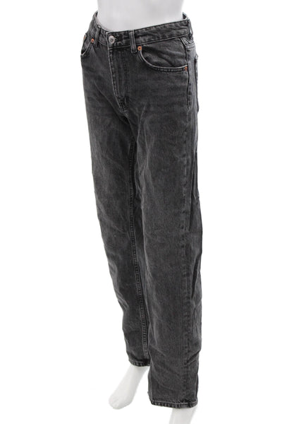 Zara Womens Cotton Straight Jeans Black Size 2